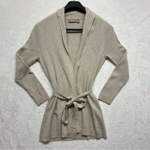 Classic Comfortable Women's Taupe Cardigan Tie-waist Sweater